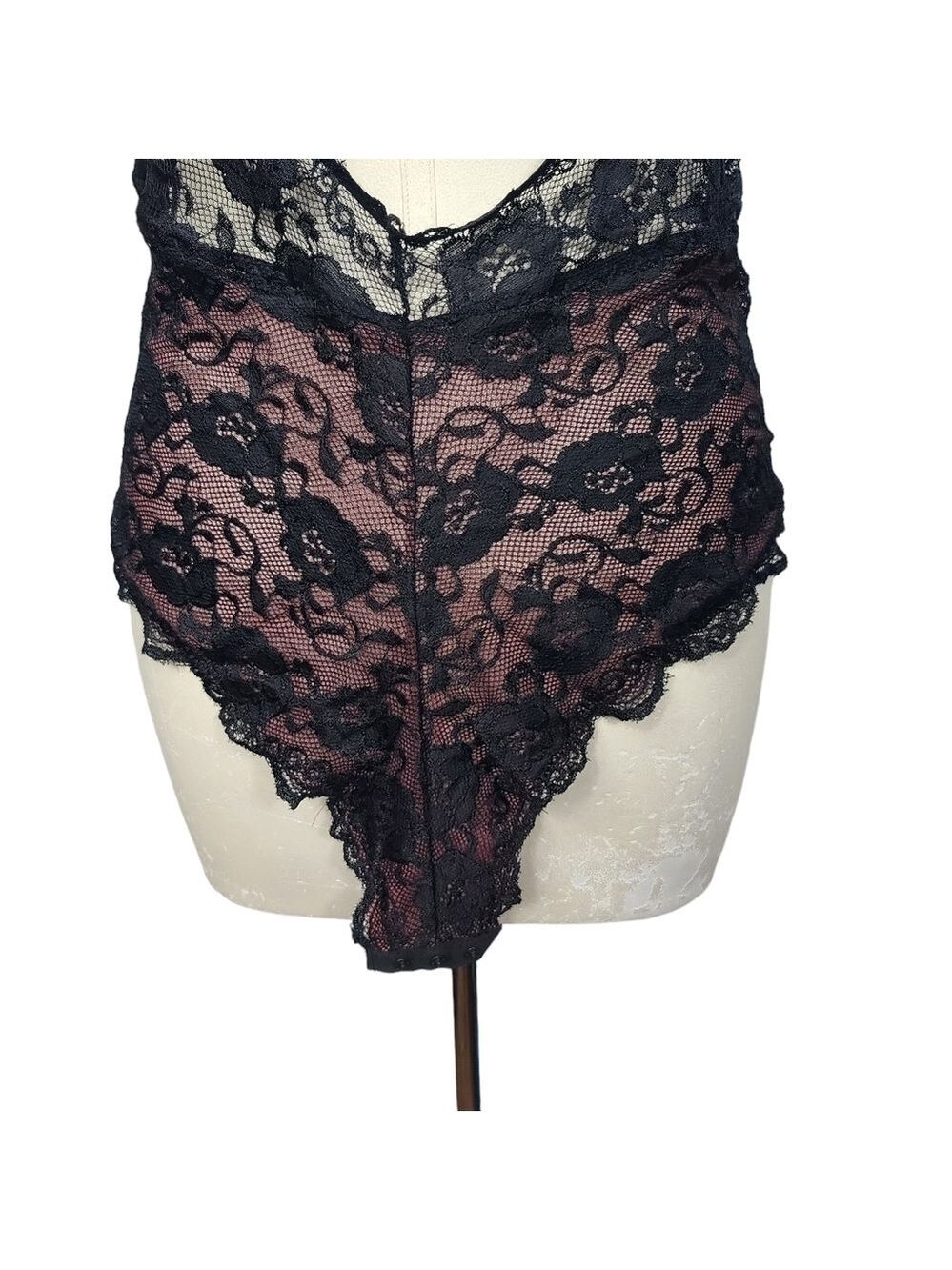 Lingerie Lined Sheer Floral Lace Bodysuit XL - Picture 6 of 10